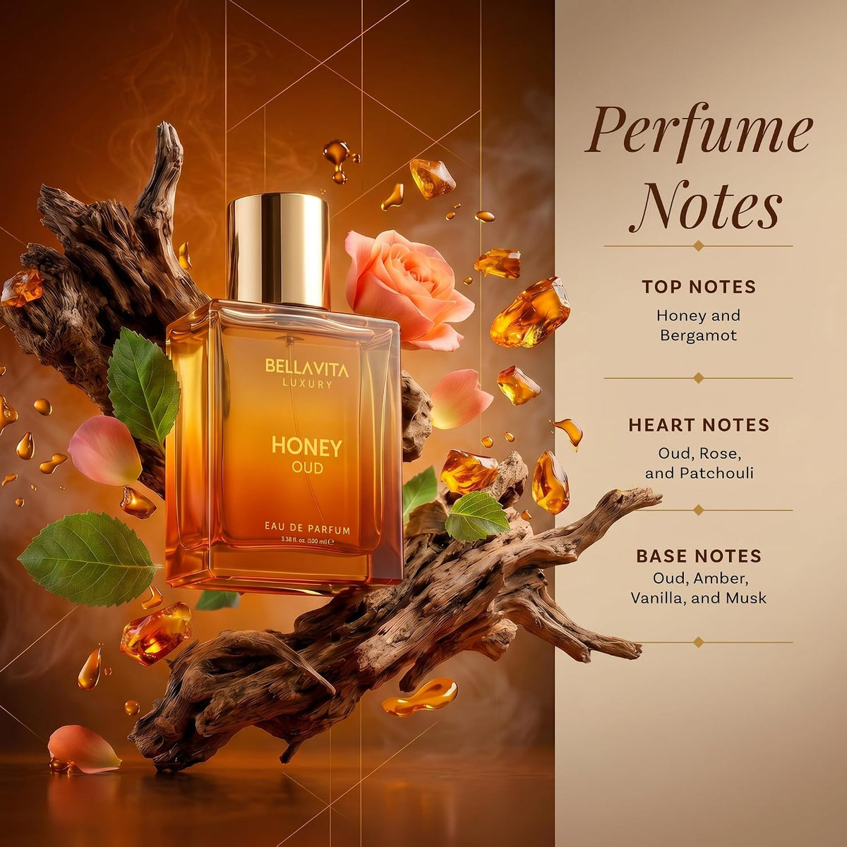 Bella Vita Luxury Honey Oud — Unisex Eau de Parfum, 100 ml (TZ)