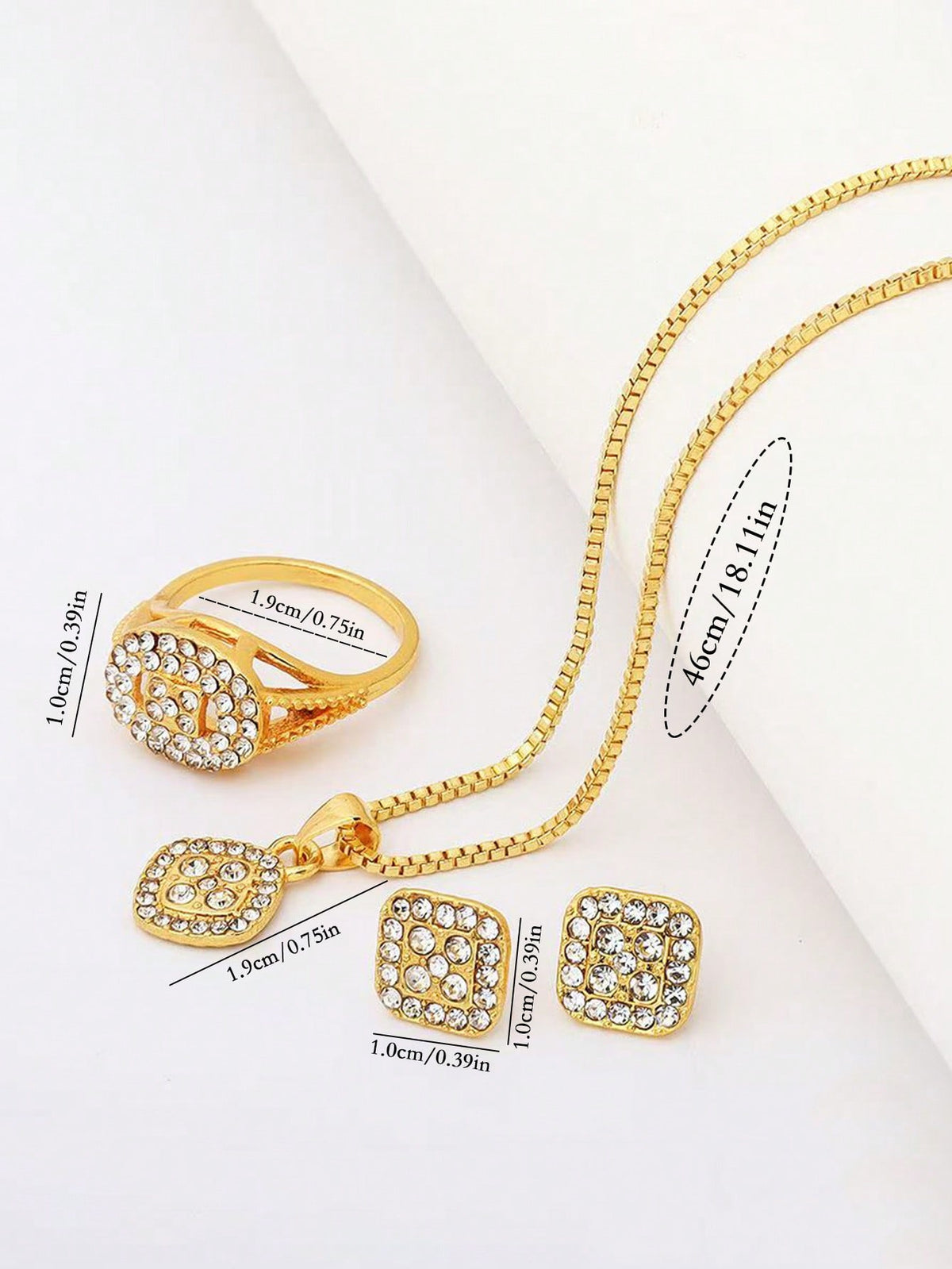 REGINA · 7-Piece Crystal Gold Watch & Jewelry Set for Women (TZ)