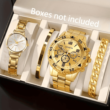 Eternel — His & Hers Gold Watch & Bracelet Set 👑 (TZ)