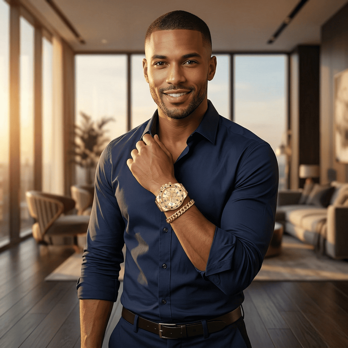 Eternel — His & Hers Gold Watch & Bracelet Set 👑 (TZ)