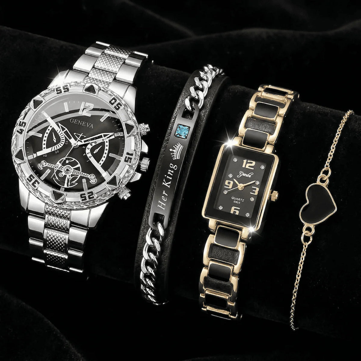 Timeless Love Couple Watch Set – Elegant Matching Watches & Bracelets (TZ)