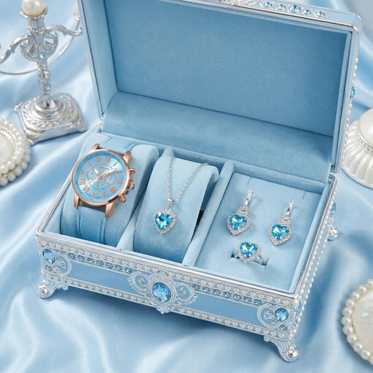 Aurora Blue Luxury Jewelry & Watch Set - ZW