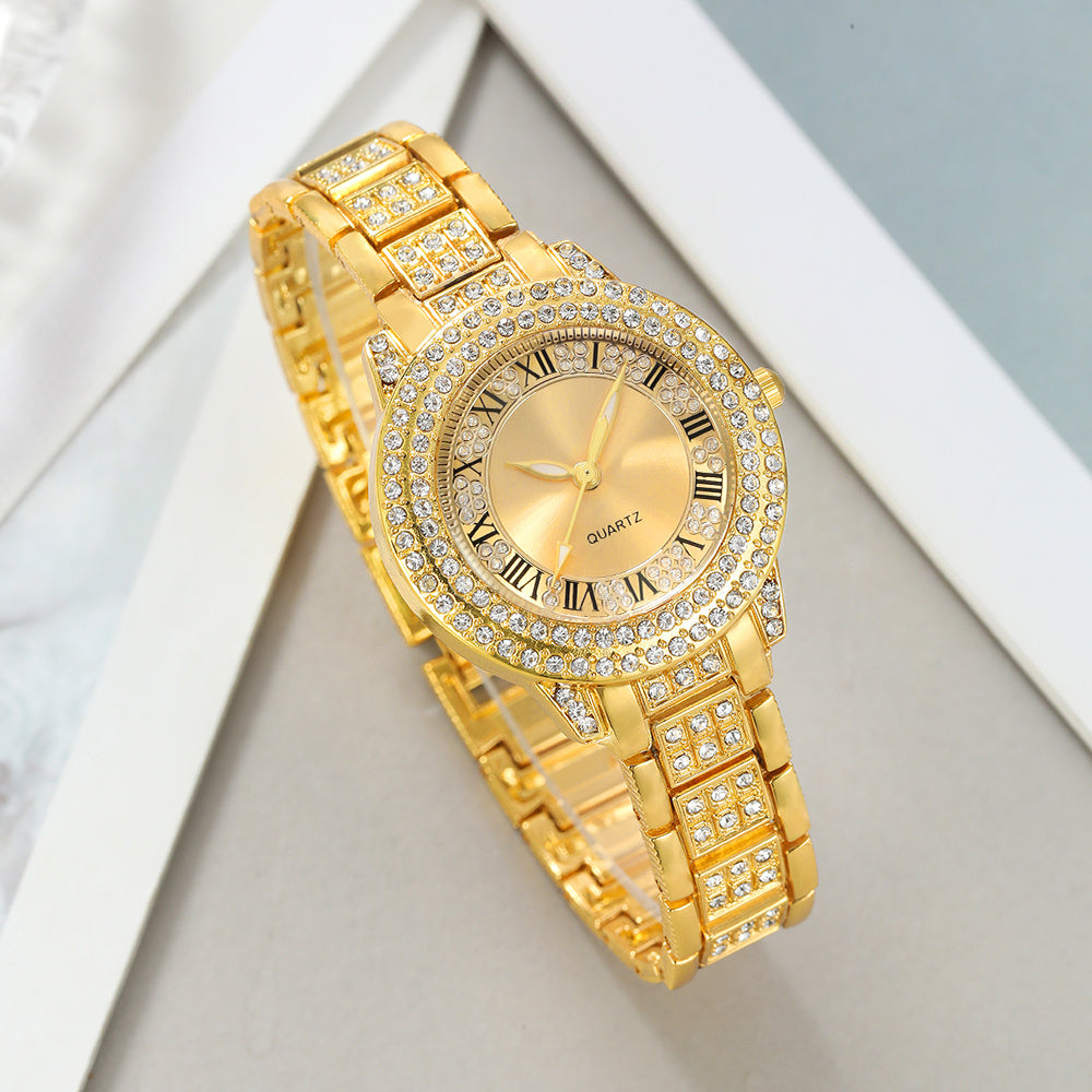 REGINA · 7-Piece Crystal Gold Watch & Jewelry Set for Women (TZ)