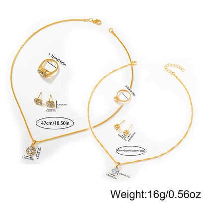 REGINA · 7-Piece Crystal Gold Watch & Jewelry Set for Women (TZ)
