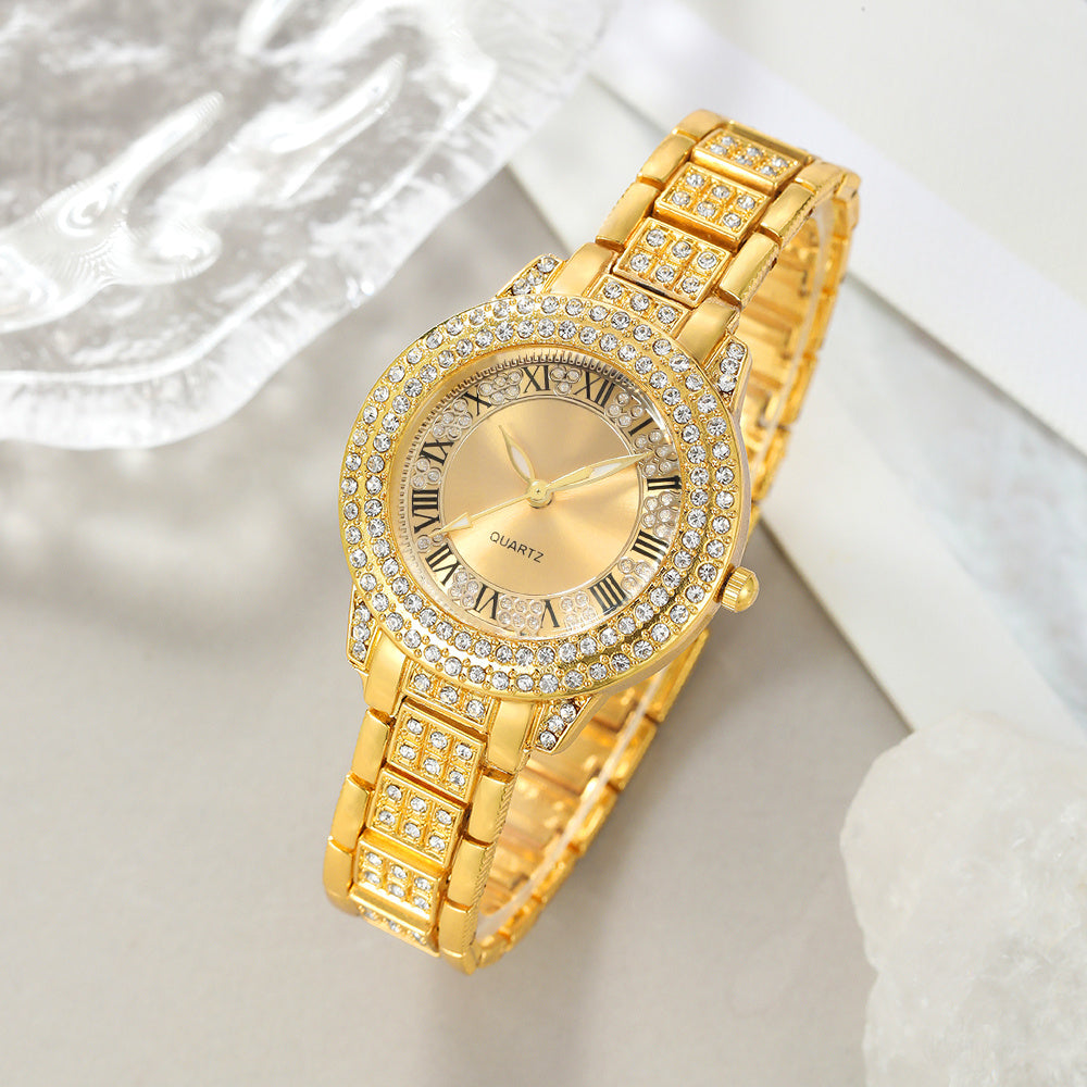 REGINA · 7-Piece Crystal Gold Watch & Jewelry Set for Women (TZ)