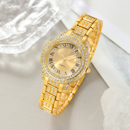 REGINA · 7-Piece Crystal Gold Watch & Jewelry Set for Women (TZ)