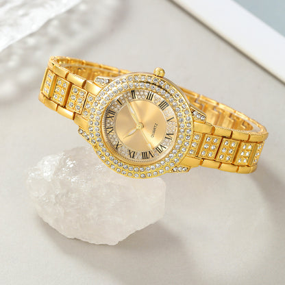 REGINA · 7-Piece Crystal Gold Watch & Jewelry Set for Women (TZ)